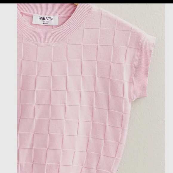 Pink short sleeve sweater basket weave - Picture 3 of 3